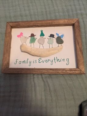 Family Is Everything Beach Glass Wall Art - White & Green Accent